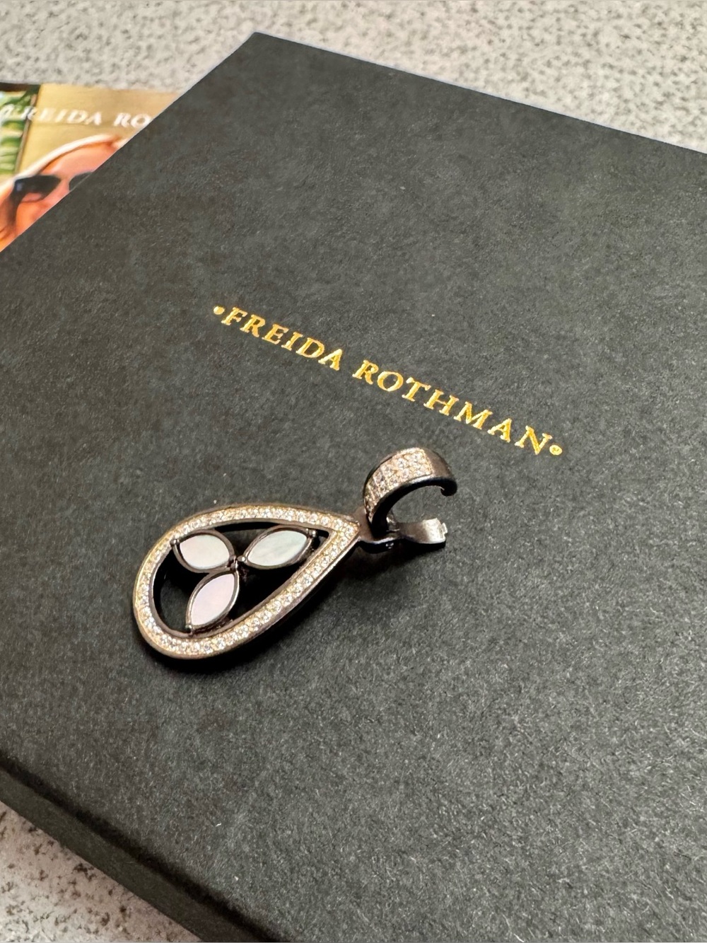 Freida Rothman MOTHER OF PEARL PETAL TEARDROP CHARM - Picture 6 of 10